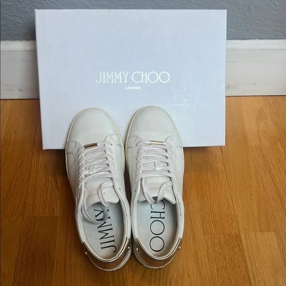 Jimmy Choo White Sneakers Sleek Minimalist Design - Picture 2 of 7